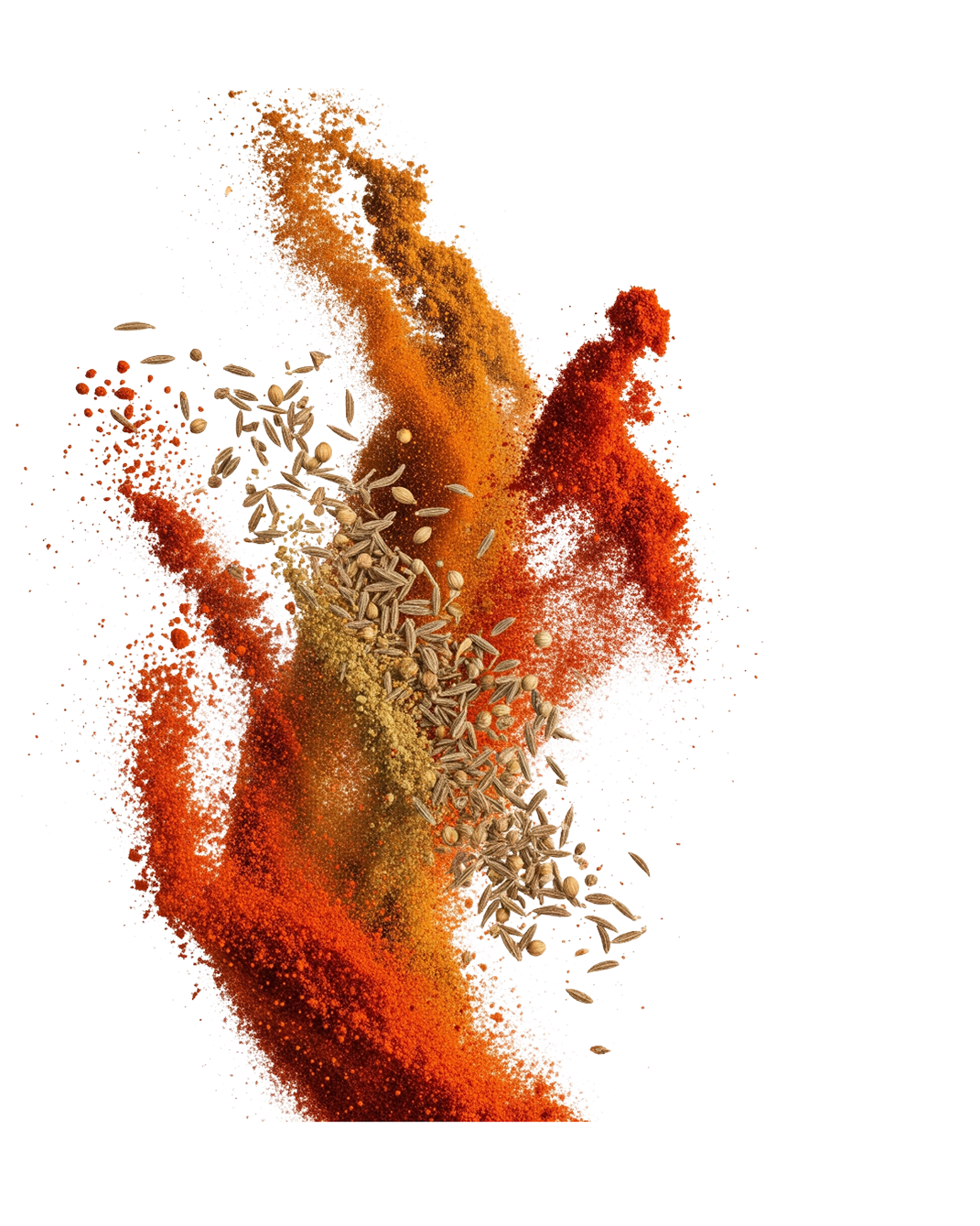 Variedad de especias naturales flotantes